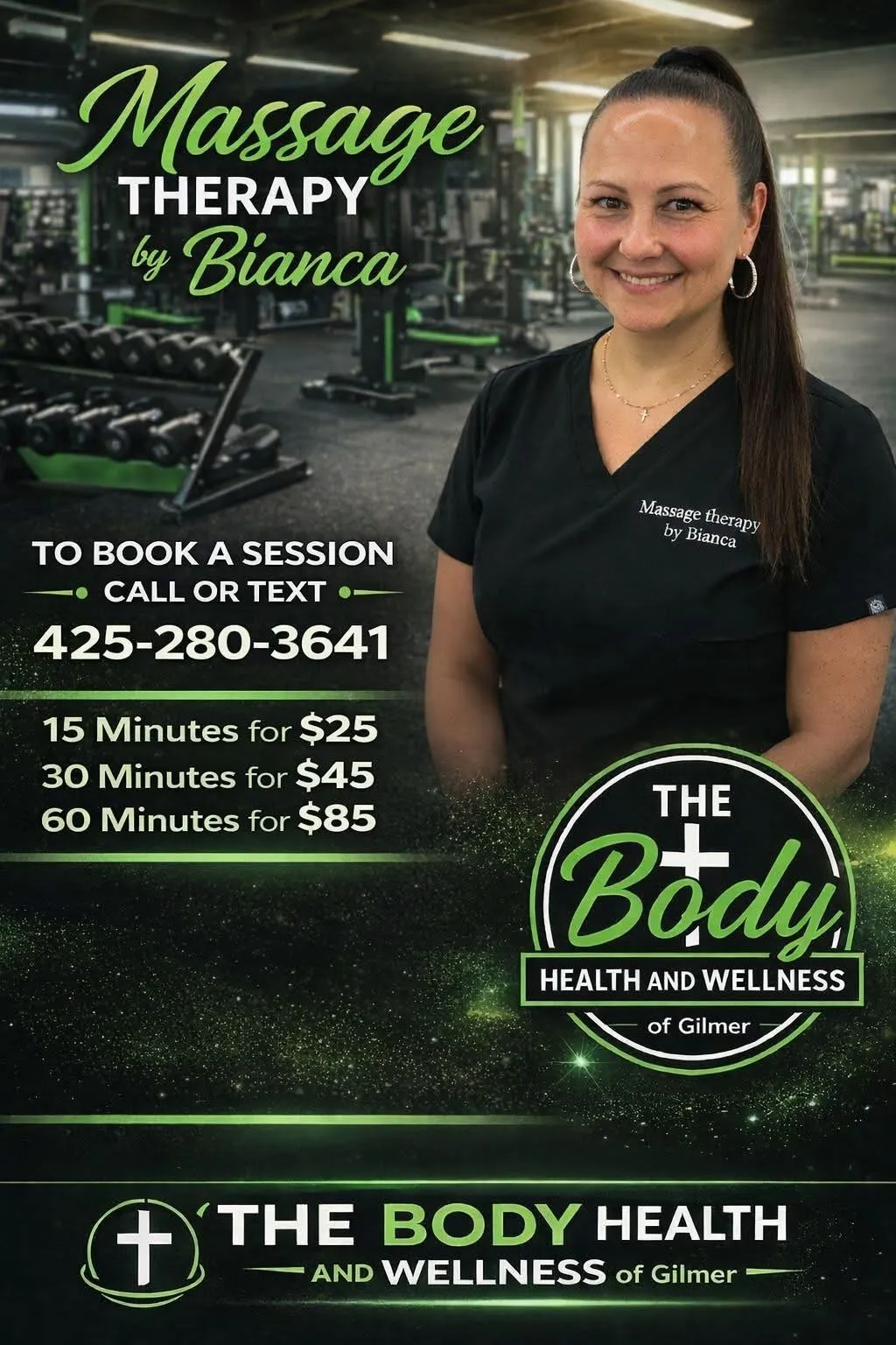 Portrait of Bianca, licensed massage therapist at The Body Health & Wellness